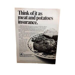 1974 State Farm Insurance Meat and Potatoes Original Print Ad 70s